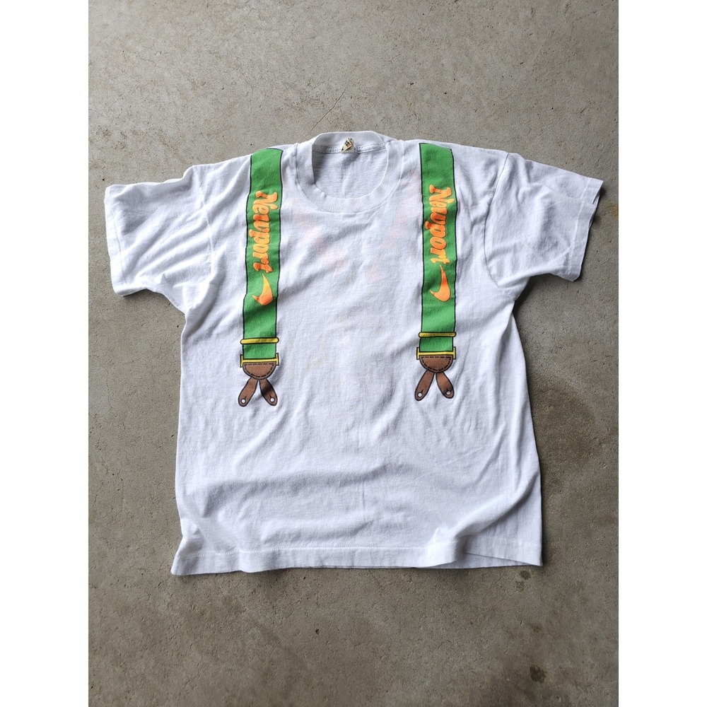 Vintage 1980s Newport Cigarettes Suspenders White T-shirt Screen Stars XL